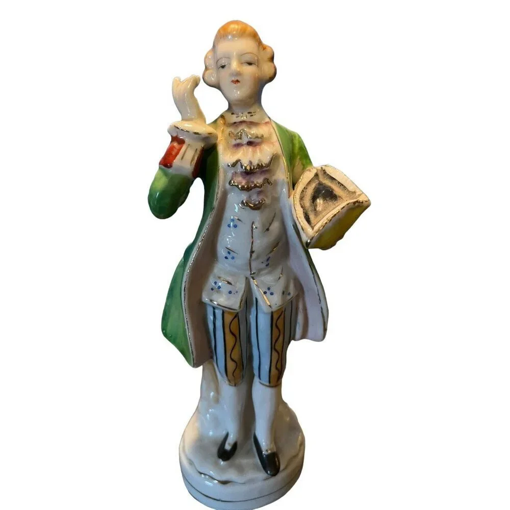 L&M Inc. Lipper & Mann Victorian Man and Woman Figurines Porcelain Vintage